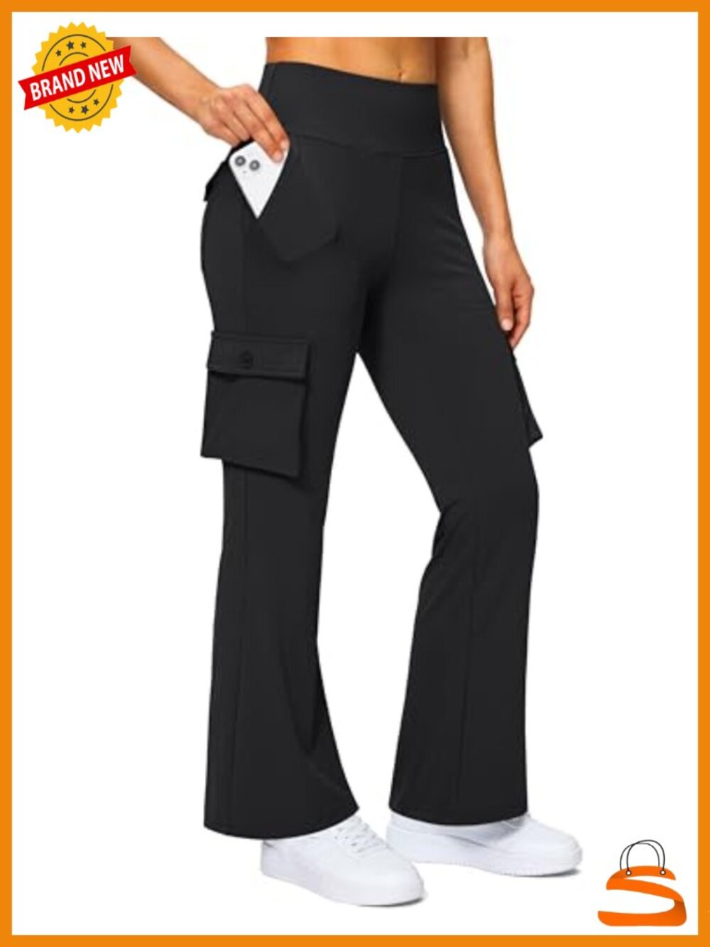 6 Pocket High Waist Cargo Flare Leggings Yoga Pants for Fitness Travel
